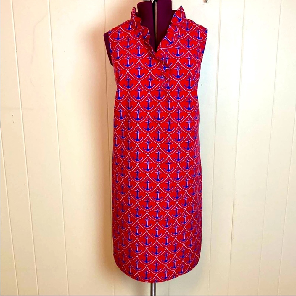 Talbots Ruffle Anchor Nautical Shift Dress